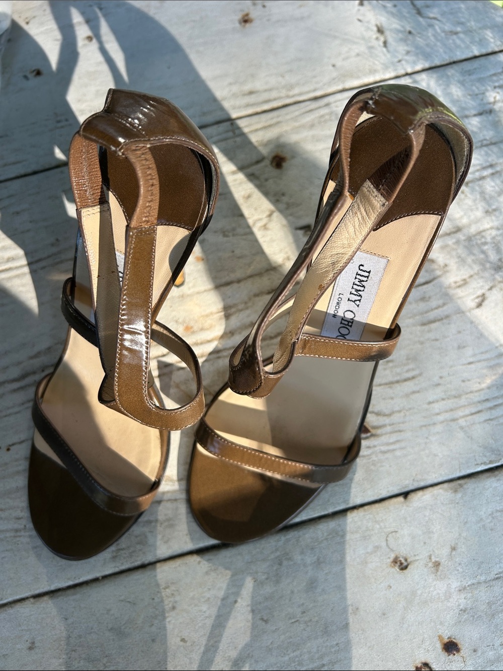 Jimmy Choo Brown Leather Strappy Heels